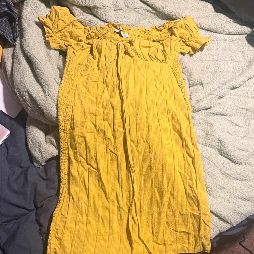 Yellow Off-Shoulder Mini Dress